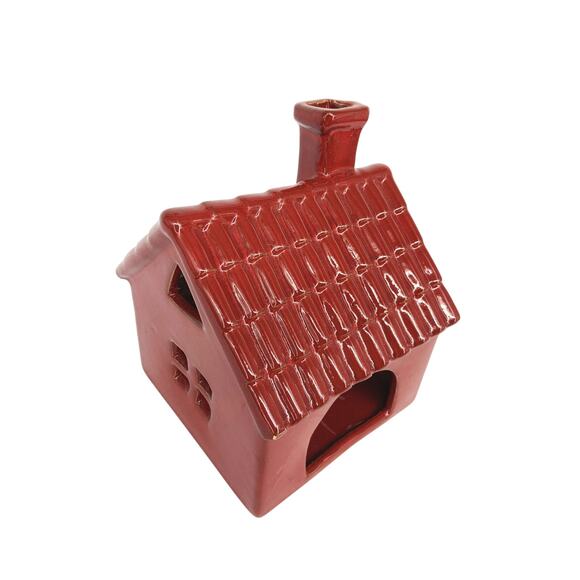 House Ceramic Pottery Redware Votive Candle Lantern Holder - Picture 5 of 9